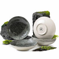 TELLER-SET MERCURO 6-tlg Suppenteller Hartporzellan - Dunkelgrau, Keramik (22/4/22cm) - KONSIMO®