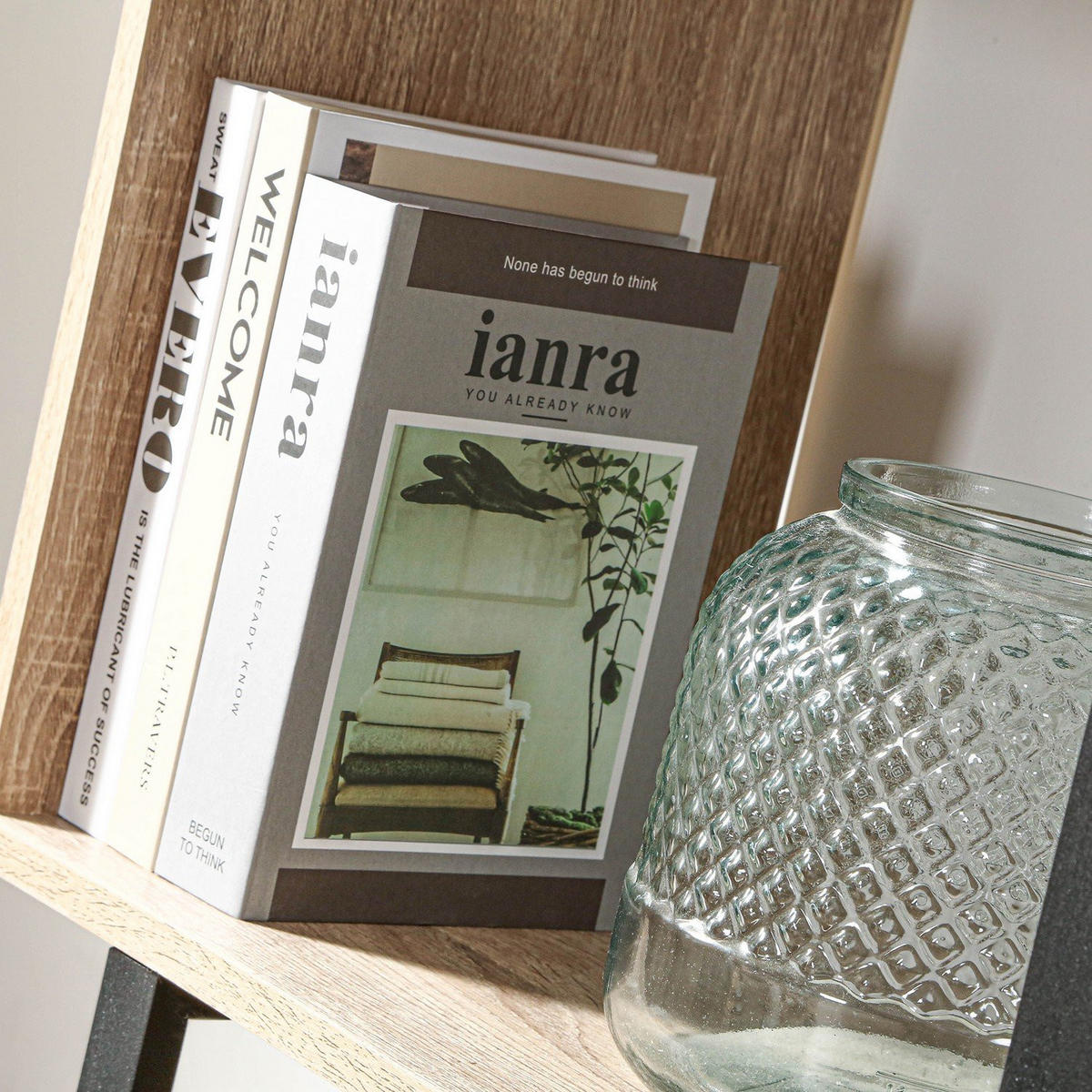 BÜCHERREGAL mit 4 Ebenen, Holzdekor und Metallständern - H148cm - Apfelbaumfarben, Holzwerkstoff (30/147.5/60cm) - Calicosy