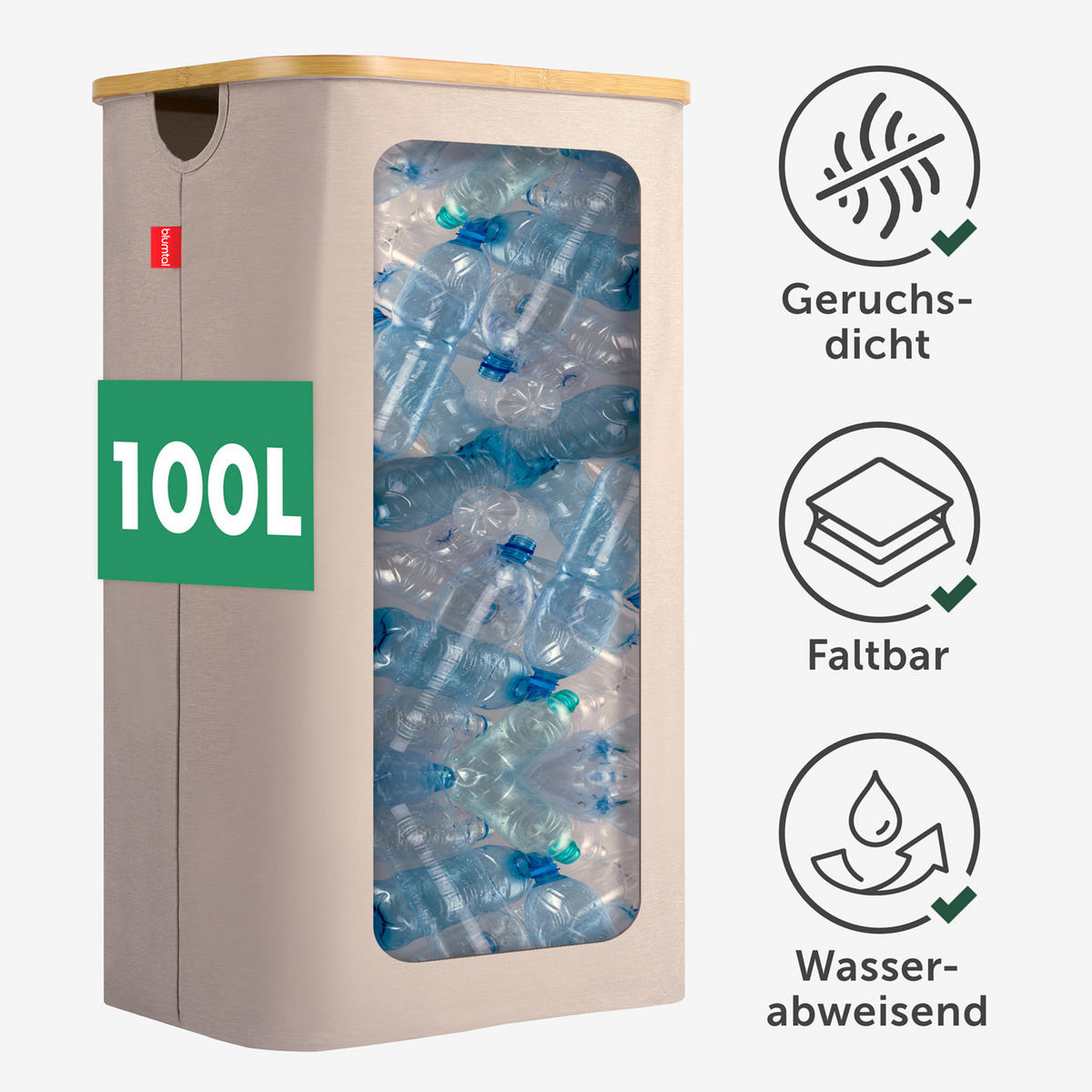 PFANDFLASCHEN-SAMMELBEHÄLTER 100L Beige - Beige, Kunststoff (34/3/42cm) - Blumtal