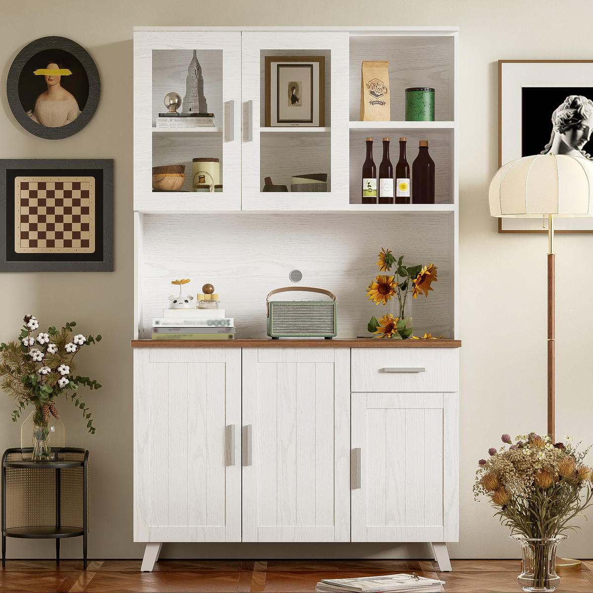 SIDEBOARD Hochschrank 114x40x190 Holzmaserung Weiß - Multicolor, Holzwerkstoff (40/190/114cm) - FLIEKS