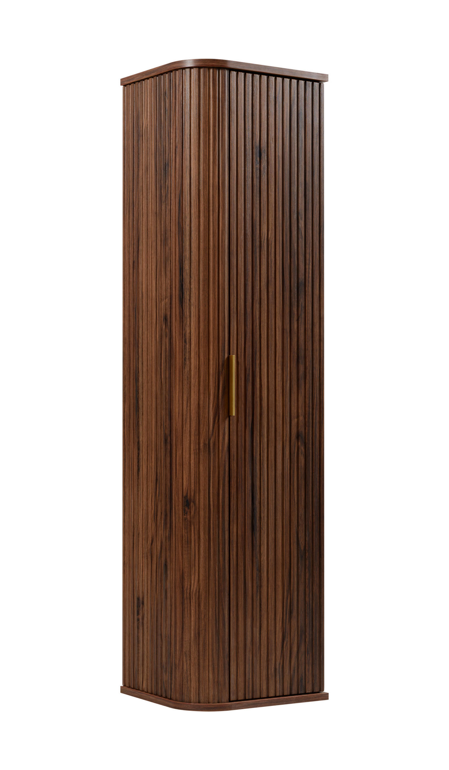 BADEZIMMERSCHRANK, Eiche-Nussbaum, Goldener Griff, 35,5 x 139 x 31,5 cm - Dunkelbraun/Goldfarben, Holzwerkstoff/Kunststoff (35.5/139/31.5cm) - 3XE LIVING