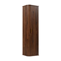 BADEZIMMERSCHRANK, Eiche-Nussbaum, Goldener Griff, 35,5 x 139 x 31,5 cm - Dunkelbraun/Goldfarben, Holzwerkstoff/Kunststoff (35.5/139/31.5cm) - 3XE LIVING