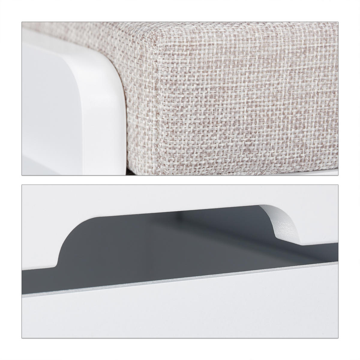 SITZBANK - Weiß, Holzwerkstoff/Textil (105/44/35cm) - Relaxdays