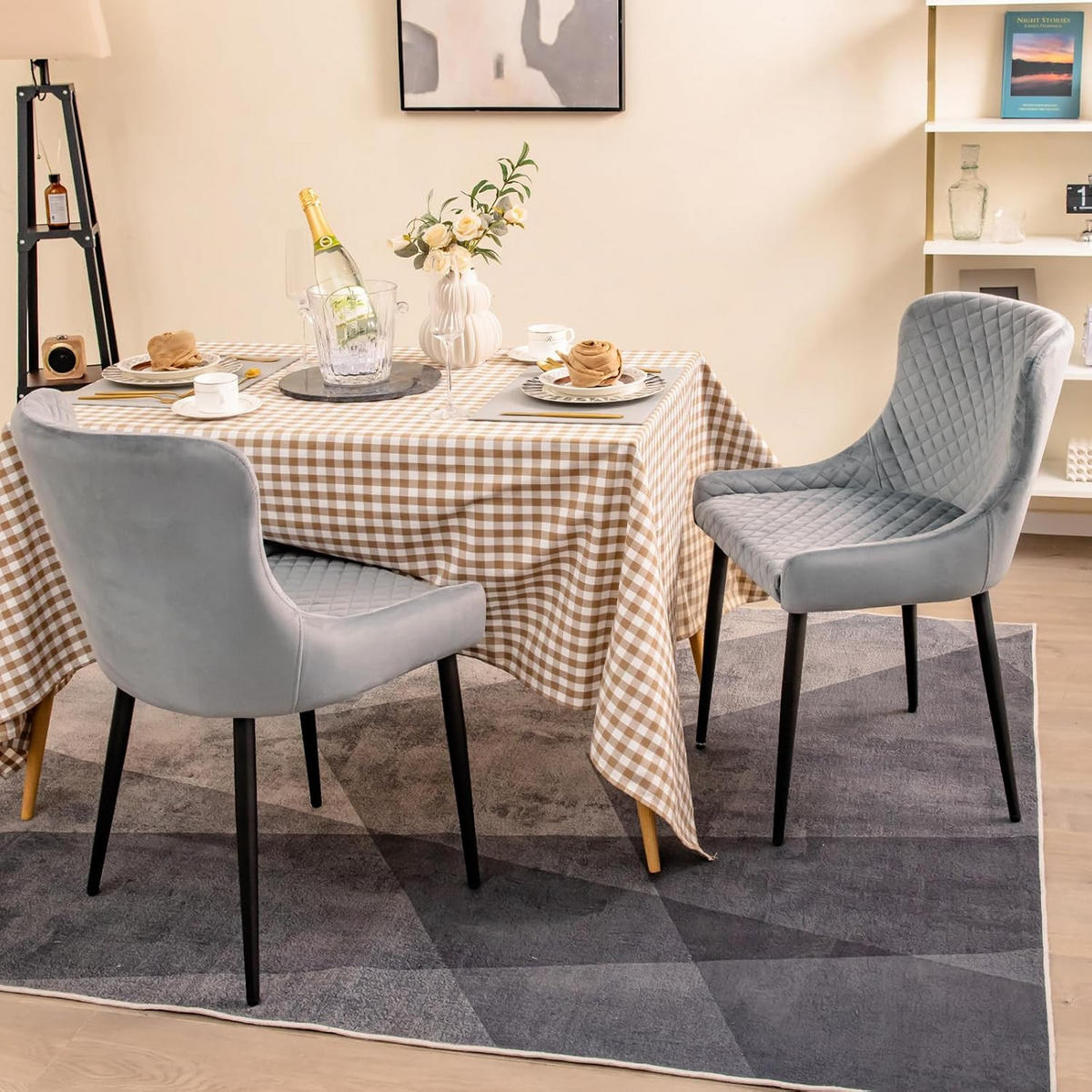 KÜCHENSTUHL Grau - Grau, Textil (52/80/60cm) - COSTWAY