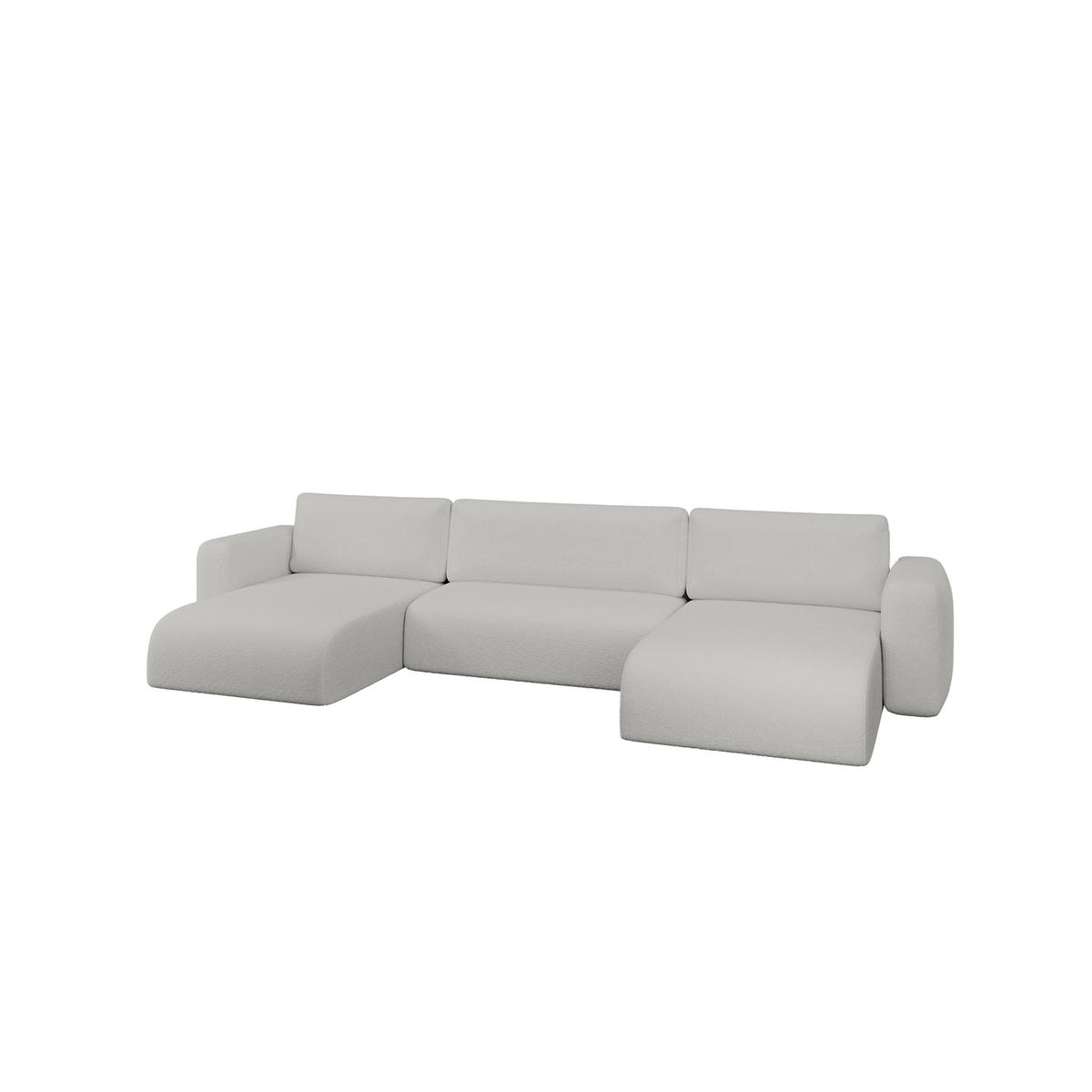 WOHNLANDSCHAFT TALW U mit Schlaffunktion, Hellgrau - Hellgrau, Textil (398/185cm) - Fedve