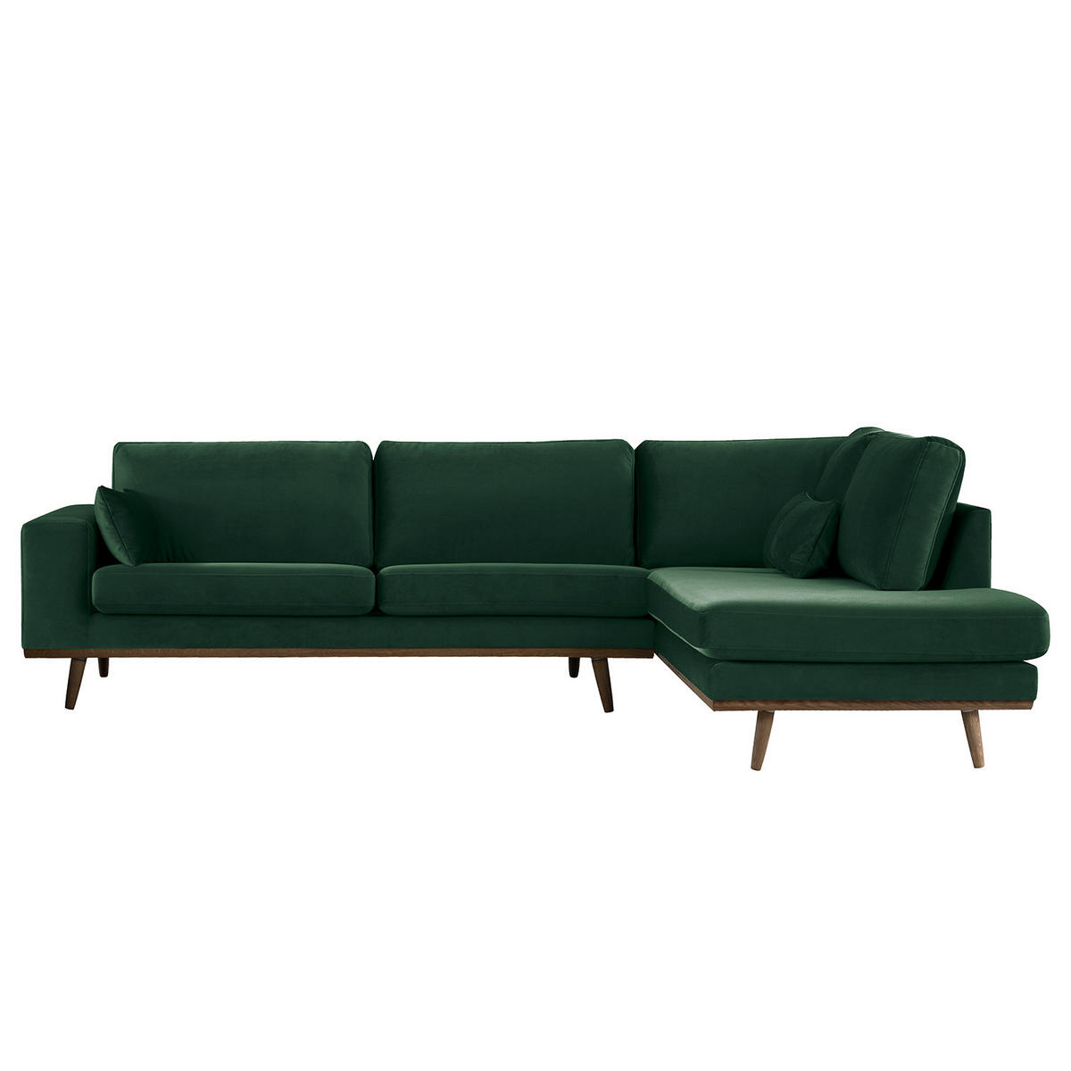 ECKSOFA mit Ottomane - Eichefarben/Grün, Eichenholz/Textil (287/219cm) - home24