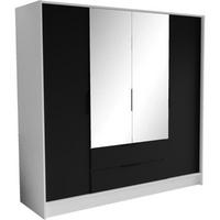SCHRANK Weiß Nikola Mit Spiegel Und Verstellbaren Regalen - Schwarz, Holzwerkstoff (200/200/51cm) - Sepro Meble