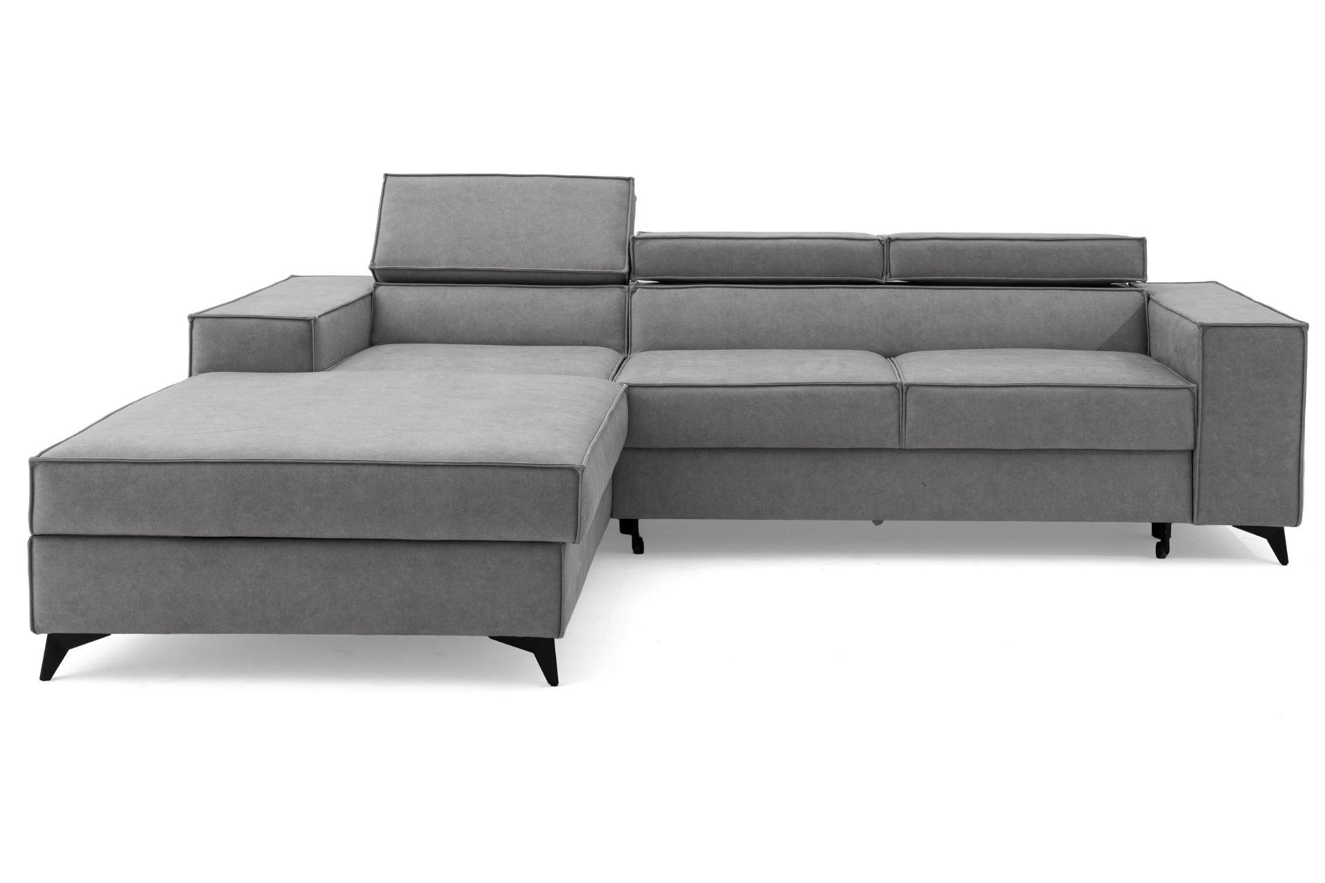 ECKSOFA PURE S Links mit Schlaffunktion 127x215 Velours Hellgrau - Hellgrau/Schwarz, Holz/Textil (281/204cm) - Muffo