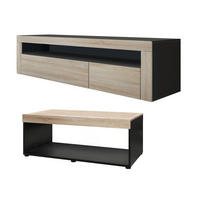 WOHNZIMMERSET Berlin Eiche sägerau - Eiche San Remo, Holzwerkstoff (155/46/40cm) - Vladon