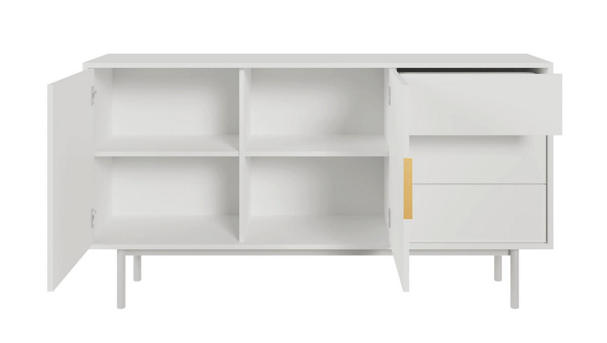 SIDEBOARD Viviaro Weiß 154 cm - Goldfarben/Weiß, Holz/Holzwerkstoff (154/82/39cm) - Selsey
