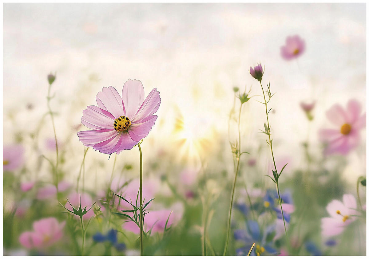 FOTOTAPETE Blumenwiese Vlies Tapete Wohnzimmer 400x280 - Multicolor, Papier (400/280cm) - Wallarena