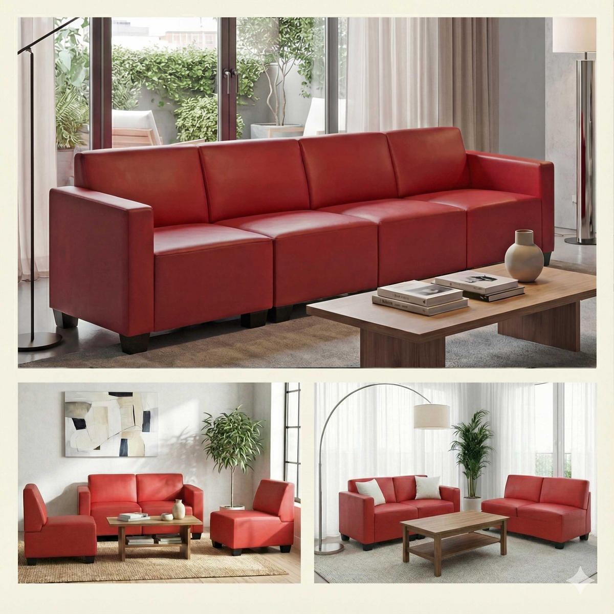 4-SITZER SOFA Rot - Rot, Textil (250/76/72cm) - MCW