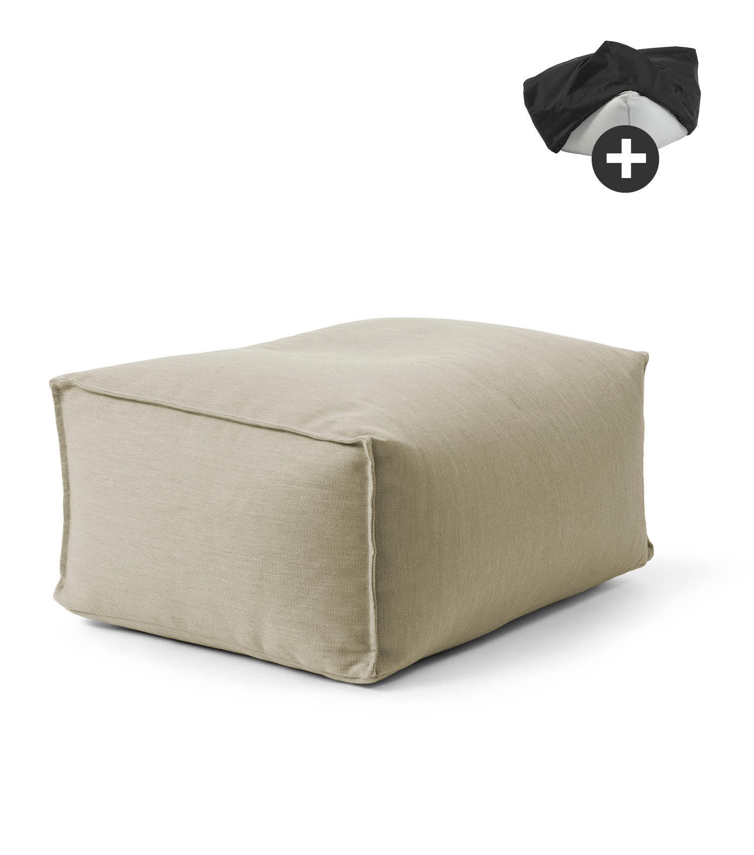 OUTDOOR POUF mit Hülle Der Ruhestifter - Beige, Textil (60/35/50cm) - Mokebo