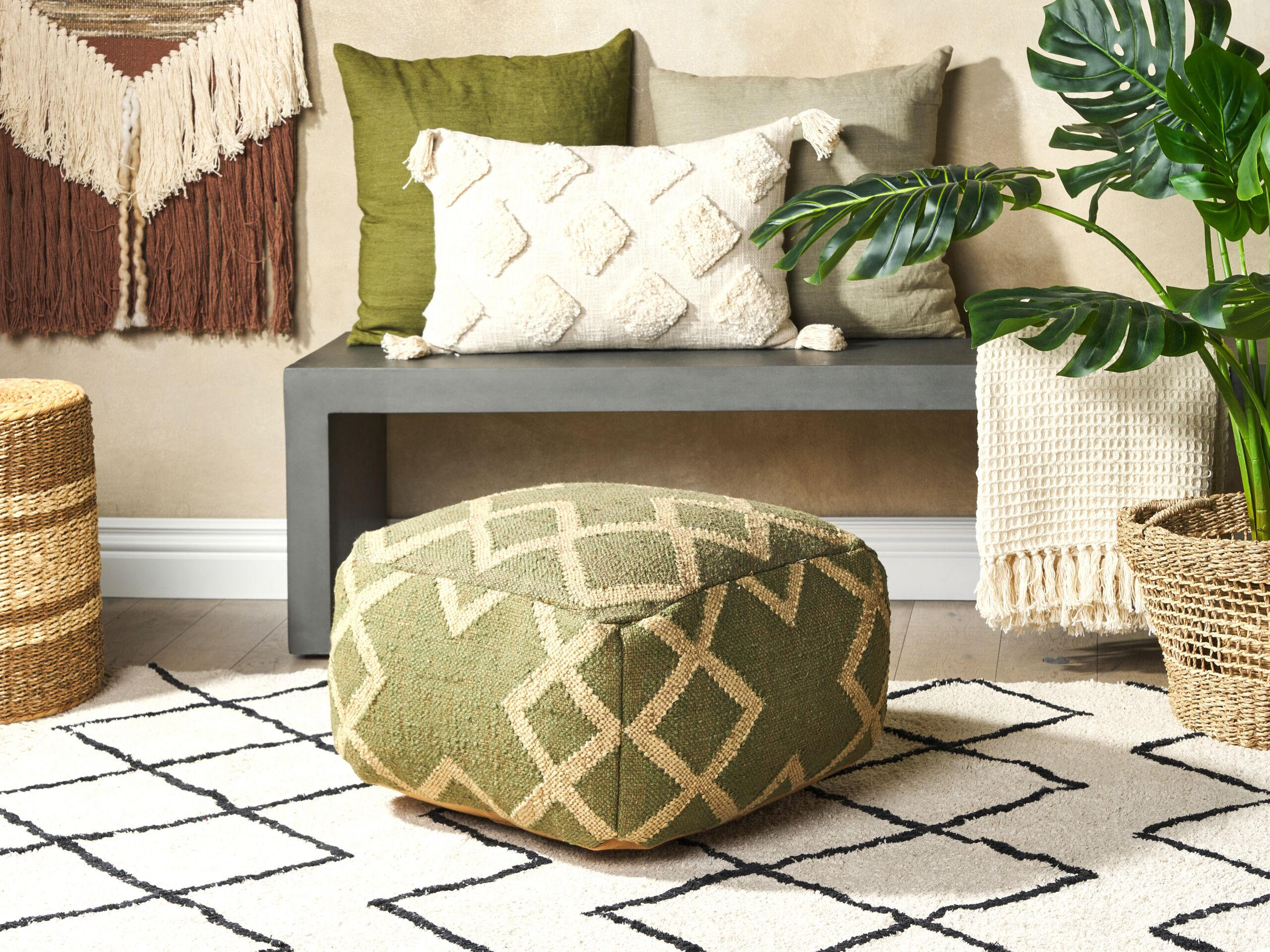 POUF Gopi 50/50/30 cm - Grün, Naturmaterialen (50/30/50cm) - Beliani