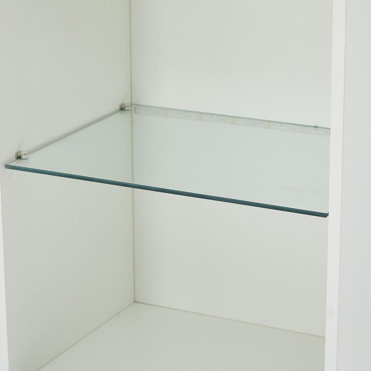 VITRINE in Weiße Hochglanzvitrine mit 1 Glasboden - Weiß, Holz (35/160/45cm) - KOMHTOM