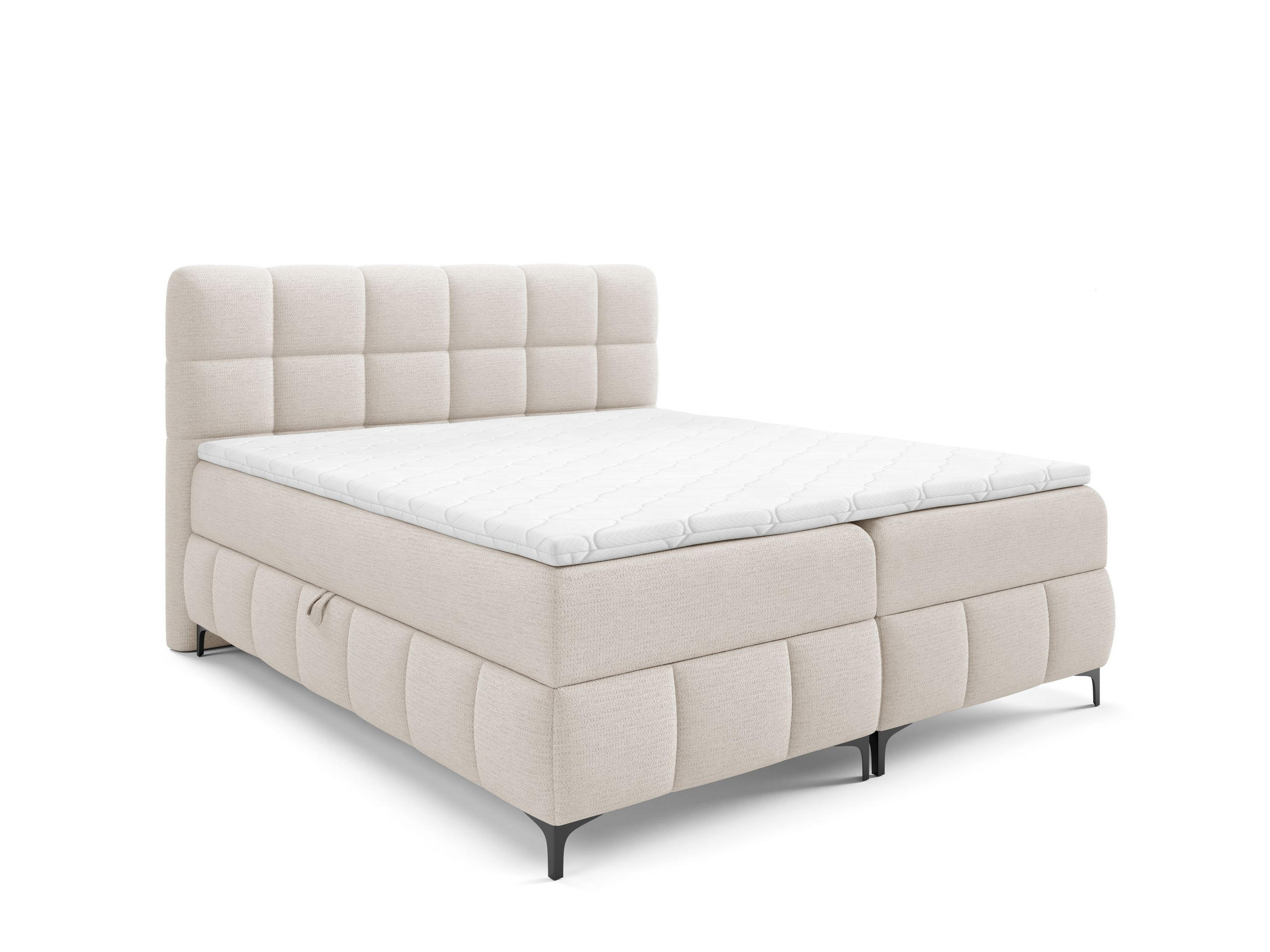 BOXBETT mit Stauraum und Topper 120x200 cm Creme - Creme, Textil (120/200cm) - Home Collective