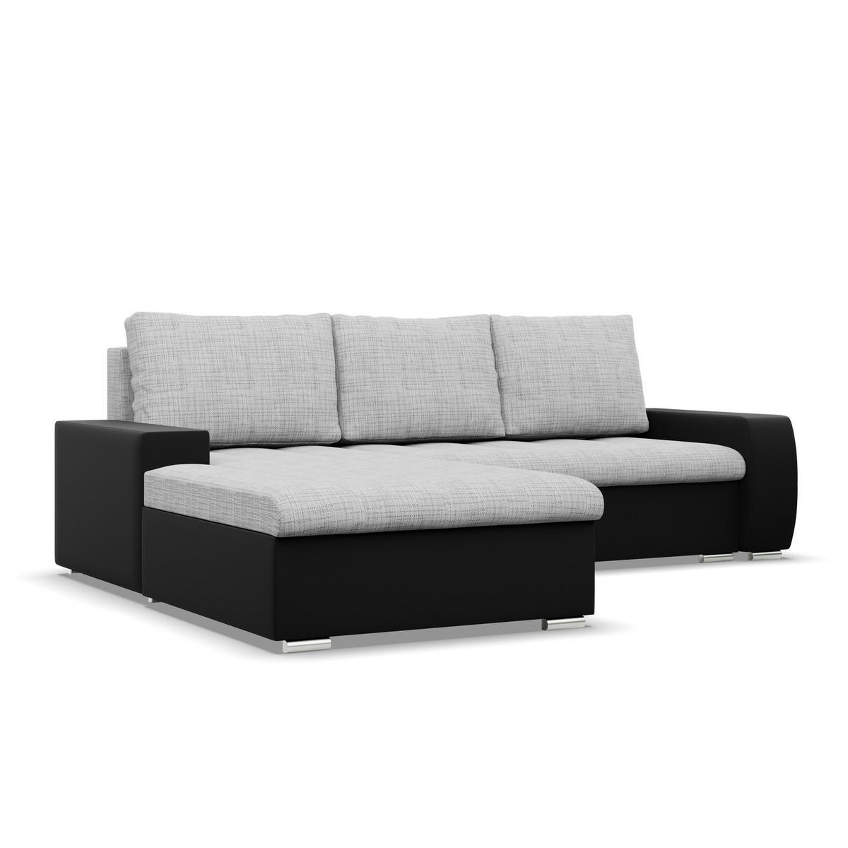 ECKSOFA MIT SCHLAFFUNKTION AURORA LINKS, Grau + Schwarz - Schwarz/Grau, Textil (243/200cm)