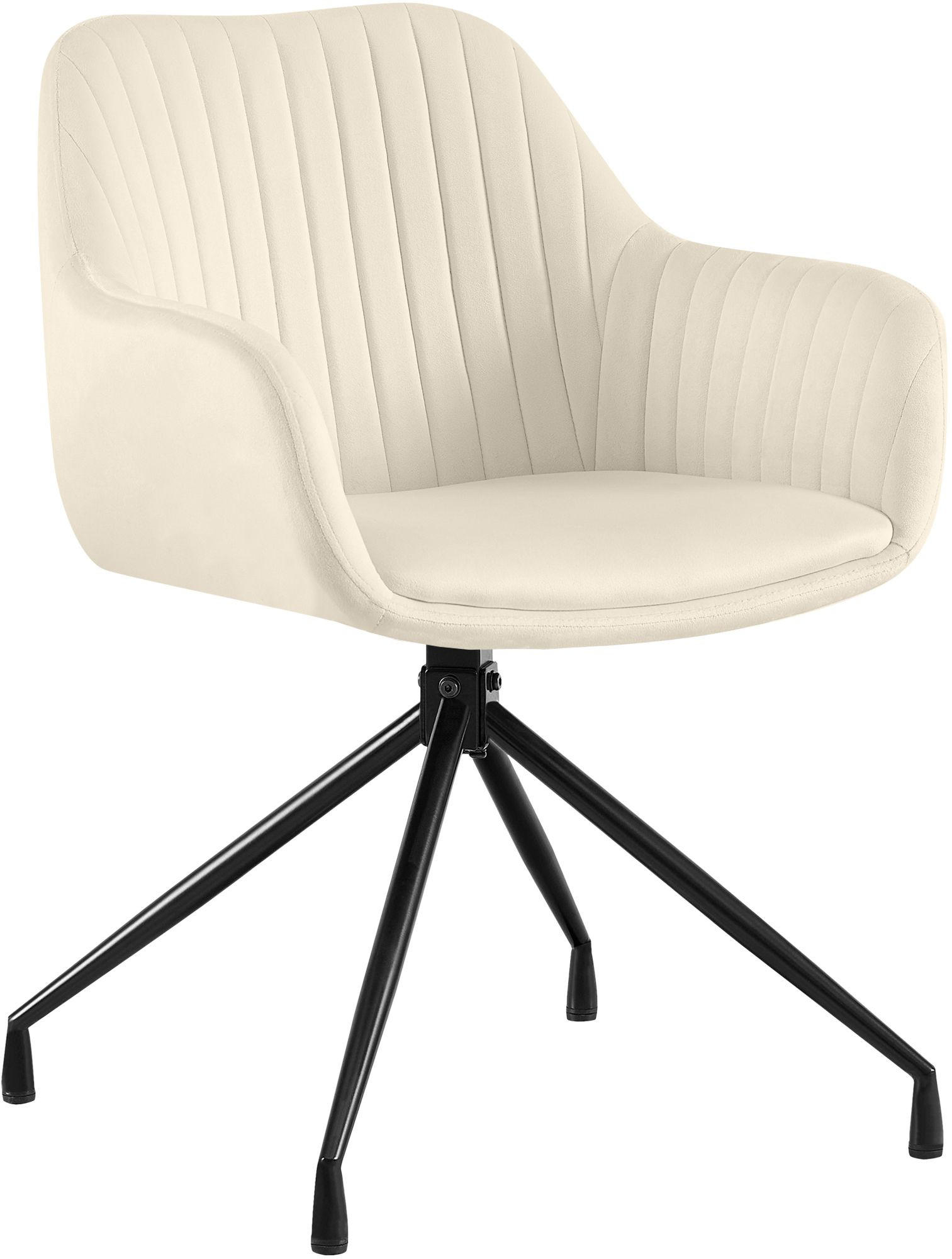 ESSZIMMERSTUHL Samt Creme - Creme/Schwarz, Textil/Metall (58/81/58cm) - CLP