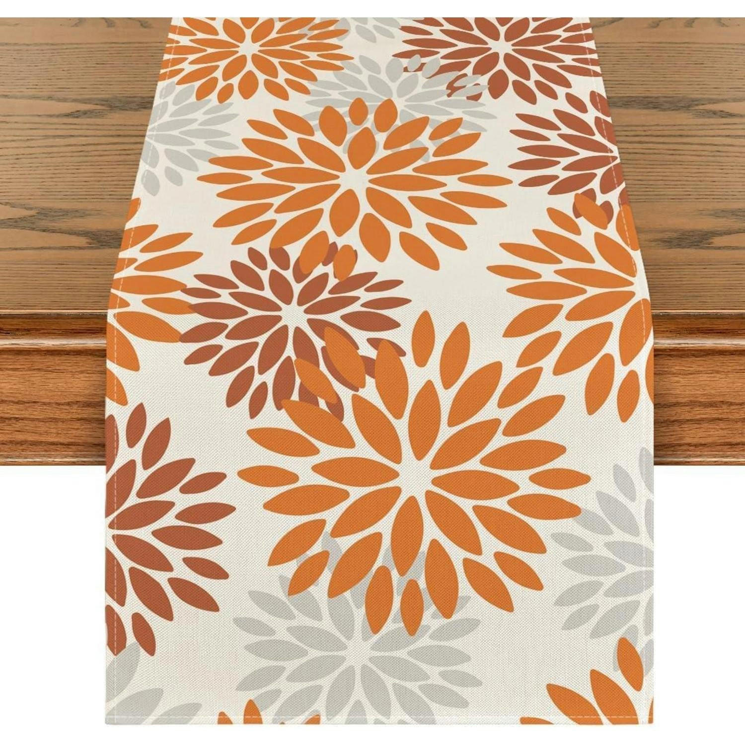 TISCHLÄUFER Blumenmuster Orange 40 x 100 cm - Multicolor, Textil (100/40/1.5cm)