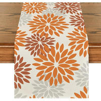 TISCHLÄUFER Blumenmuster Orange 40 x 100 cm - Multicolor, Textil (100/40/1.5cm)