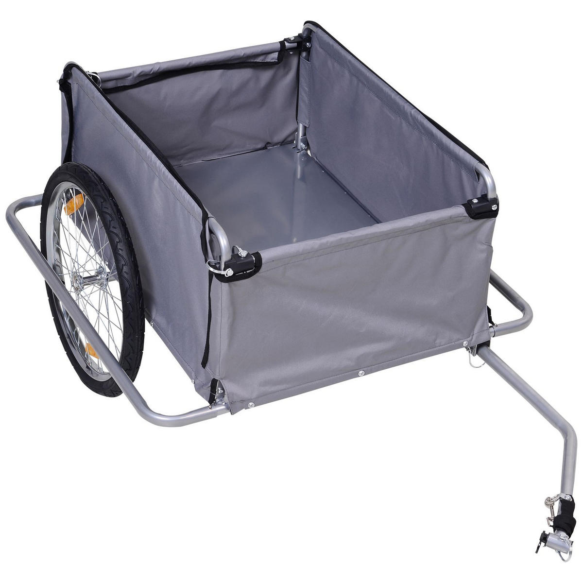 FAHRRADANHÄNGER DE-09178 klappbar, wasserdicht, bis 40 kg Schwarz - Grau, Metall (88/60/140cm) - ComfortXL