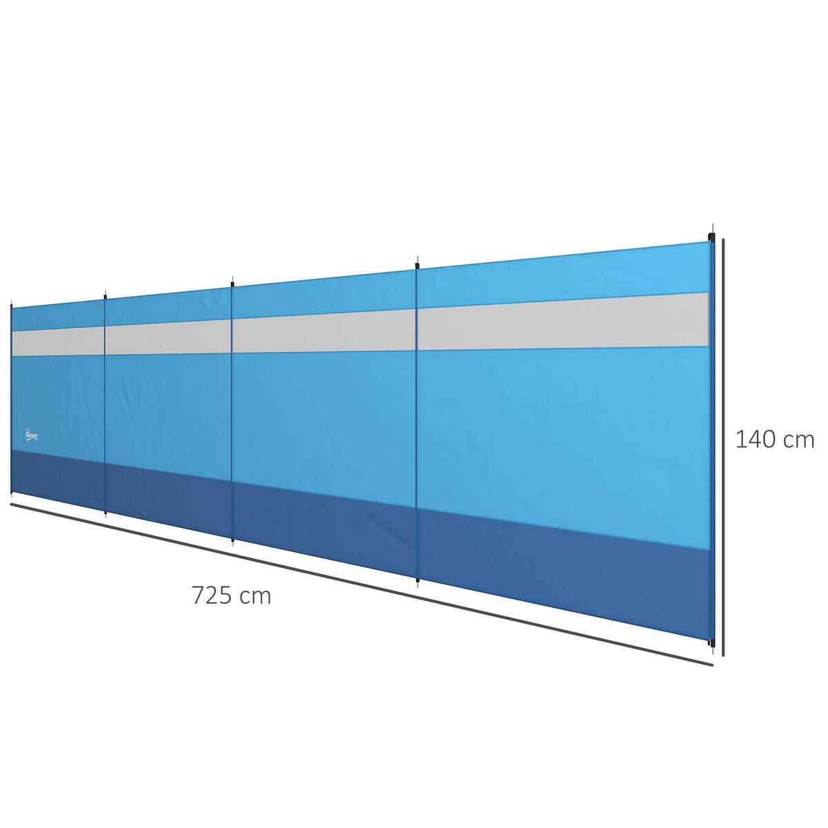 WINDSCHUTZ 4er Set Polyester Stahl Blau - Blau, Kunststoff (1/140cm) - Outsunny