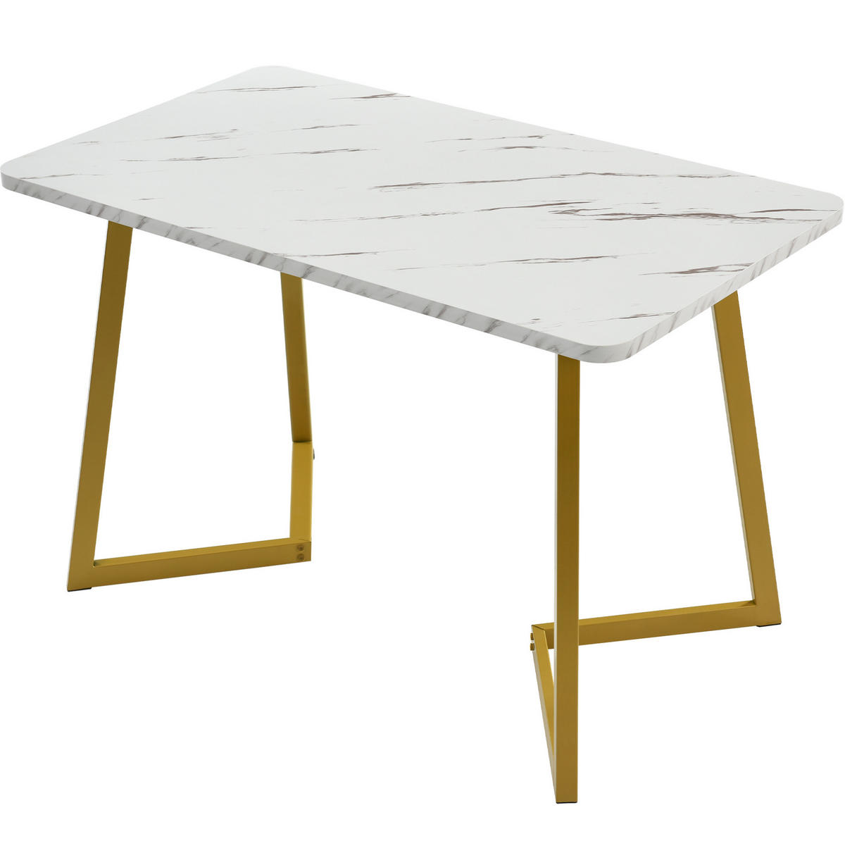 ESSTISCH 117 x 68 cm MDF Marmoroptik Gold-Weiß - Goldfarben, Metall (117/68/75cm) - Meubliv