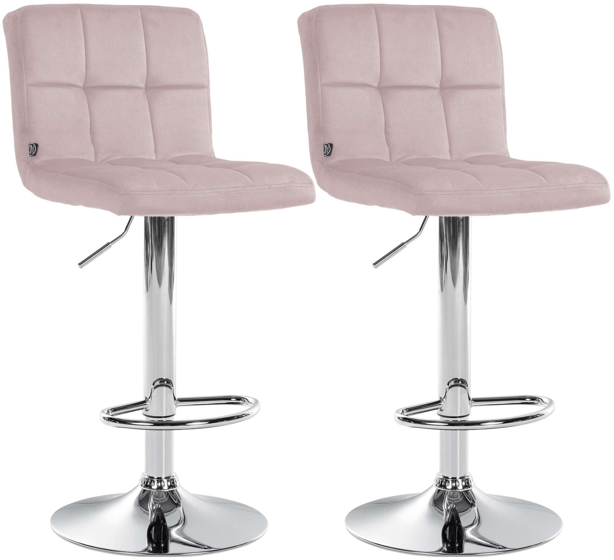BARHOCKER 2 Samt Rosa - Chromfarben/Rosa, Textil/Metall (46/94/47cm) - CLP