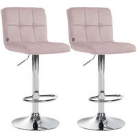 BARHOCKER 2 Samt Rosa - Chromfarben/Rosa, Textil/Metall (46/94/47cm) - CLP