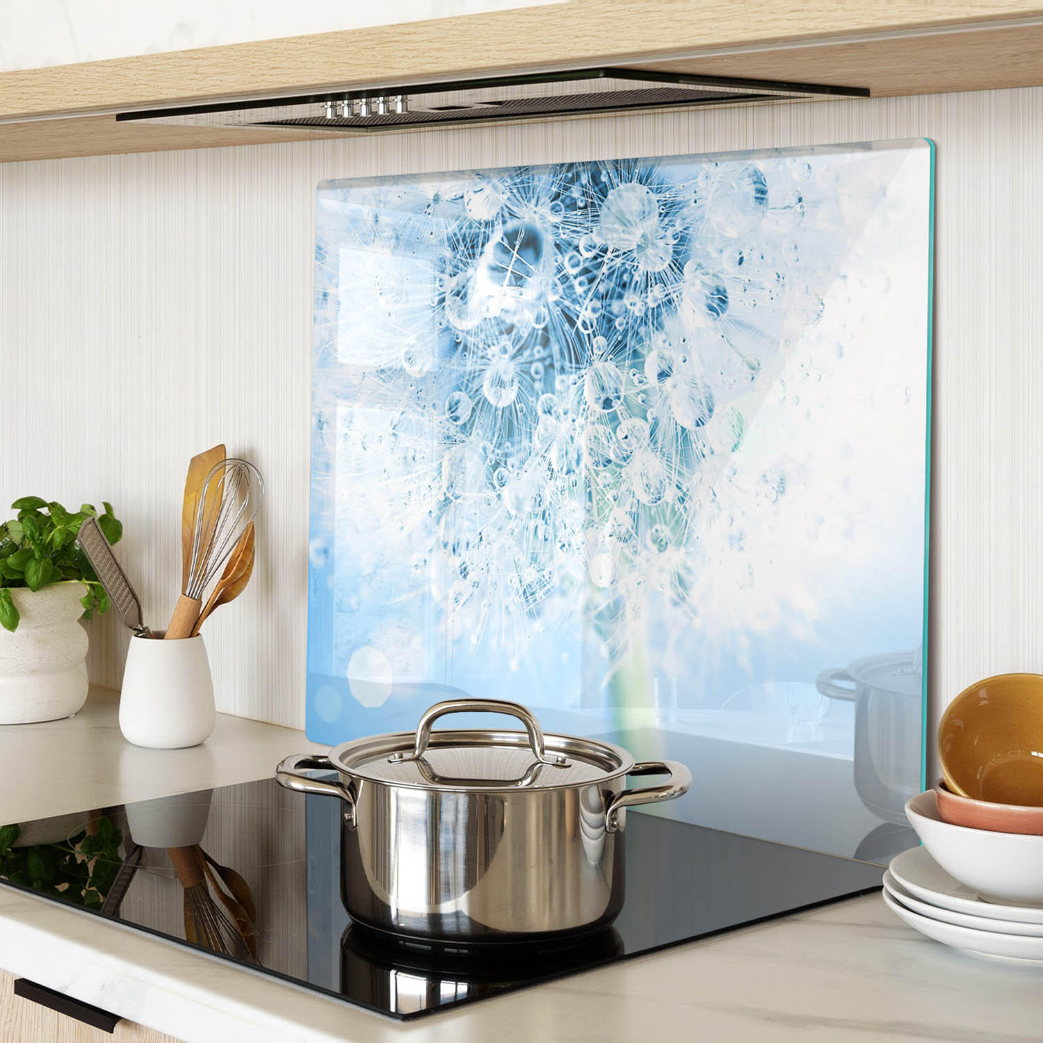 GLASPLATTE 60x52 cm Löwenzahn - Blau, Glas (60/0.4/52cm) - TULUP
