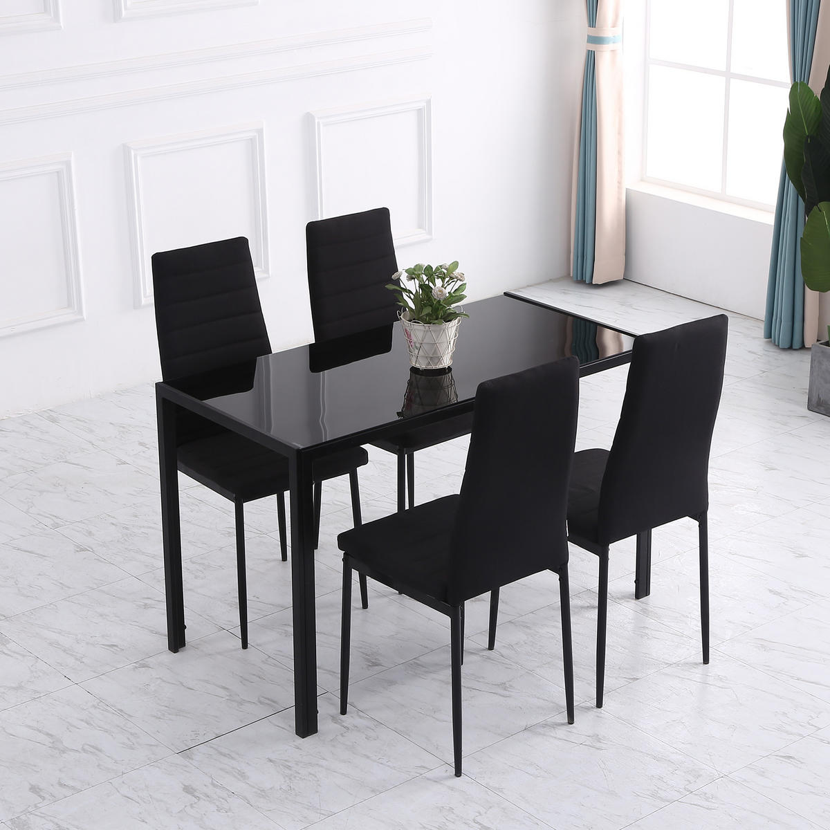 STÜHLE Schwarz 4 Stück - Schwarz, Textil (41/97/50cm) - GiPP
