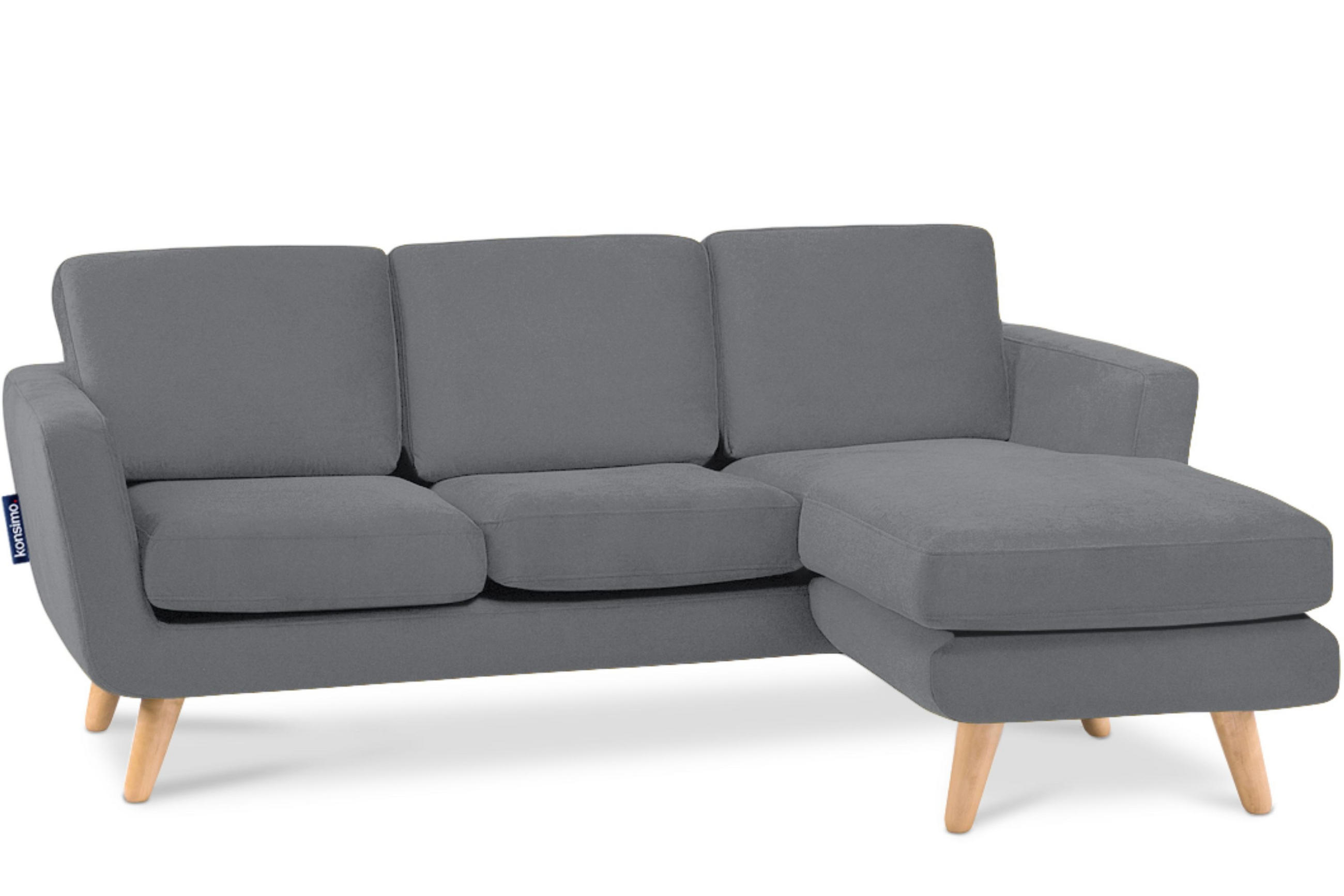 ECKSOFA-RECHTS TAGIO 3/4 Sitzer, grau - Braun/Grau, Buchenholz/Textil (190/151cm) - KONSIMO®
