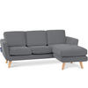 ECKSOFA-RECHTS TAGIO 3/4 Sitzer, grau - Braun/Grau, Buchenholz/Textil (190/151cm) - KONSIMO®