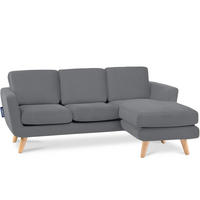 ECKSOFA-RECHTS TAGIO 3/4 Sitzer, grau - Braun/Grau, Buchenholz/Textil (190/151cm) - KONSIMO®