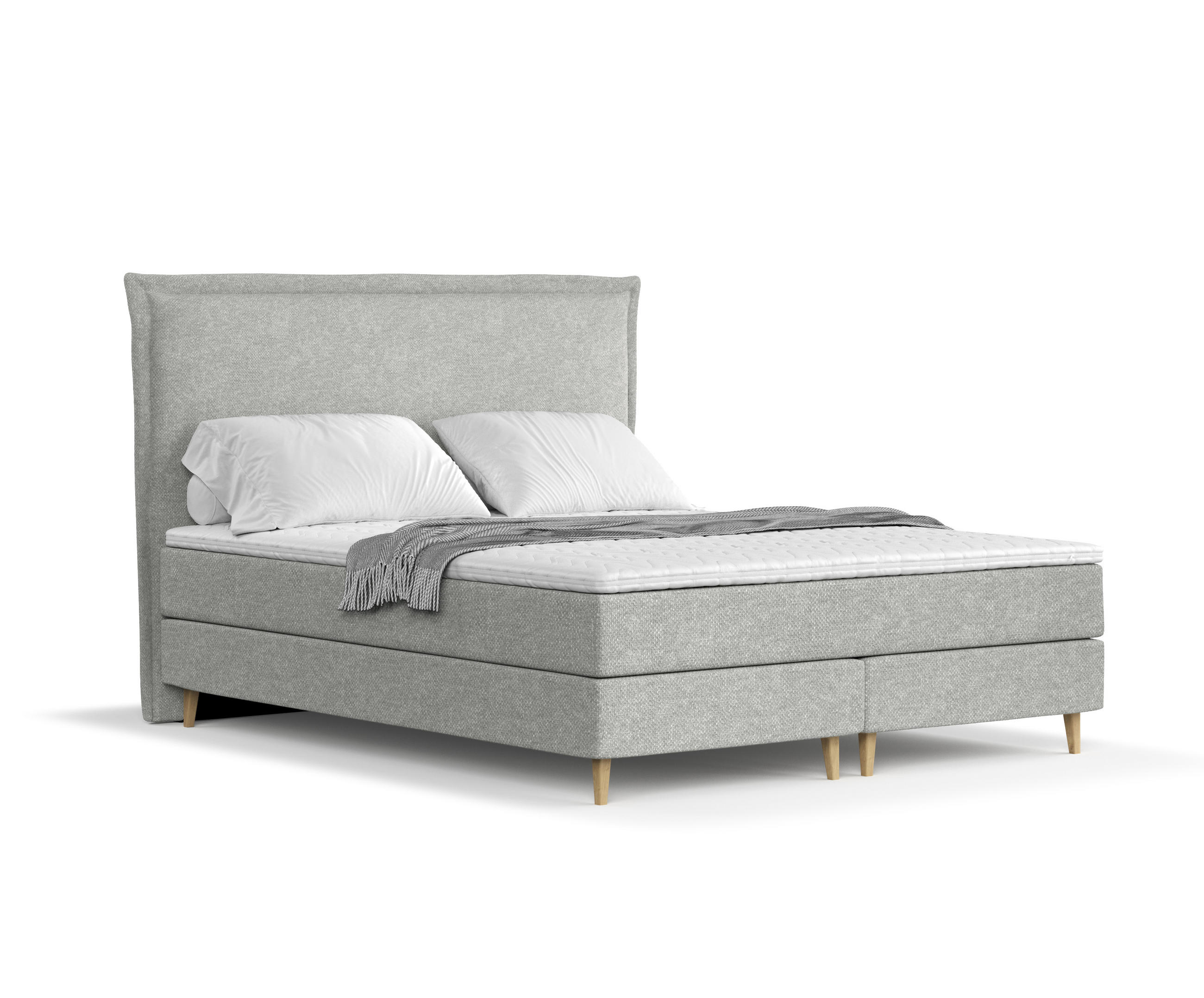 KONTINENTALBETT Calma Hellgrau 120/200 cm mit Matratze und Topper - Hellgrau/Naturfarben, Holz/Holzwerkstoff (120/200cm) - Maison de Reve