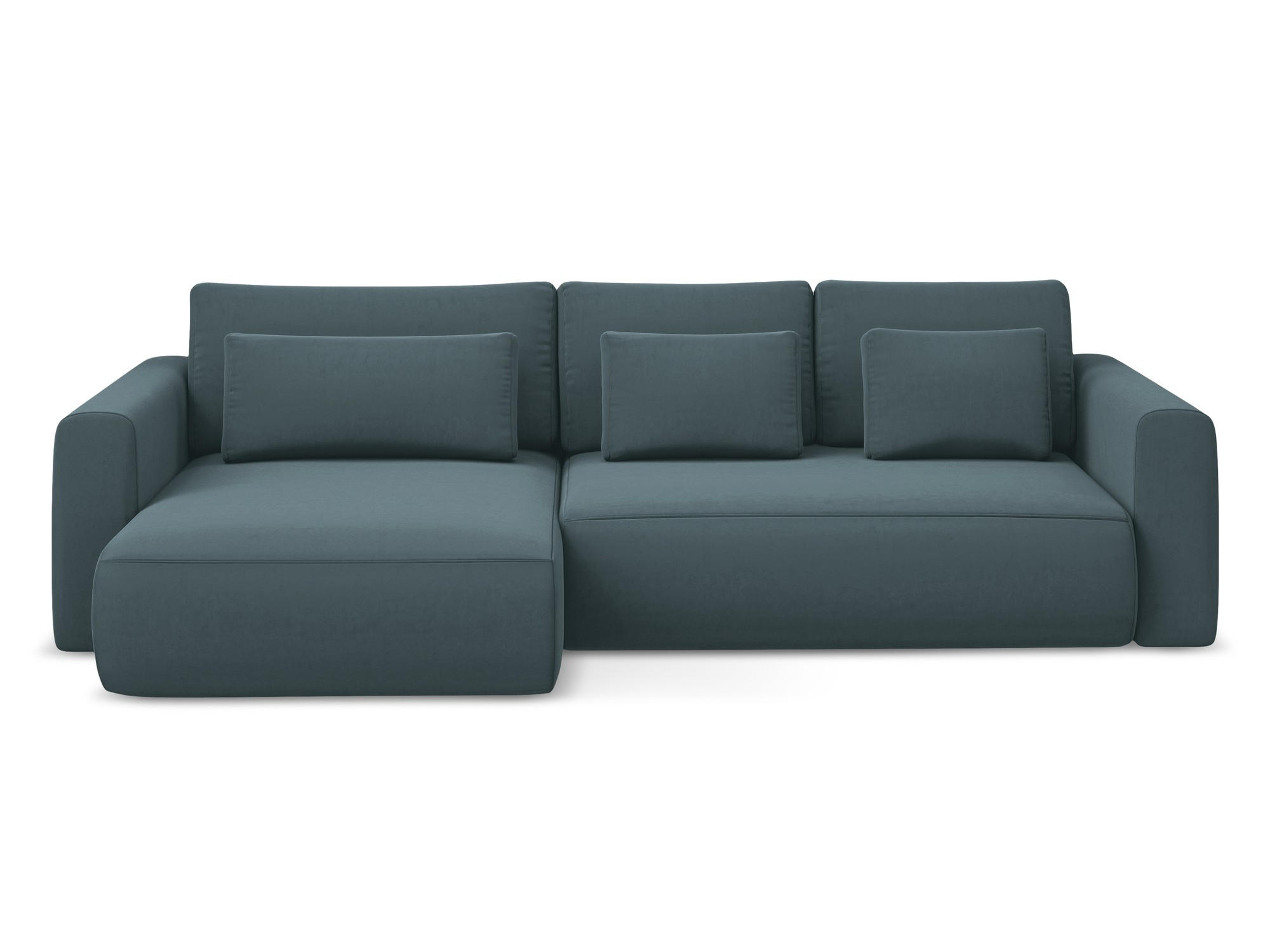 ECKSOFA mit Schlaffunktion Samt Stoff Blau - Blau/Petrol, Kunststoff/Textil (149/278cm) - Makamii