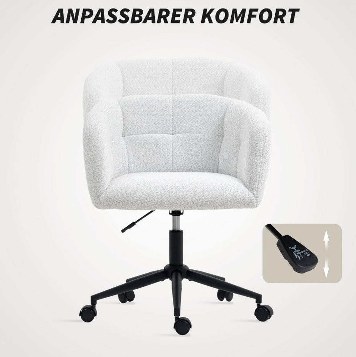 BÜROSTUHL höhenverstellbar 65 x 59 x 75-85 cm Cream White - Weiß, Kunststoff (59/85/65cm) - Meubliv