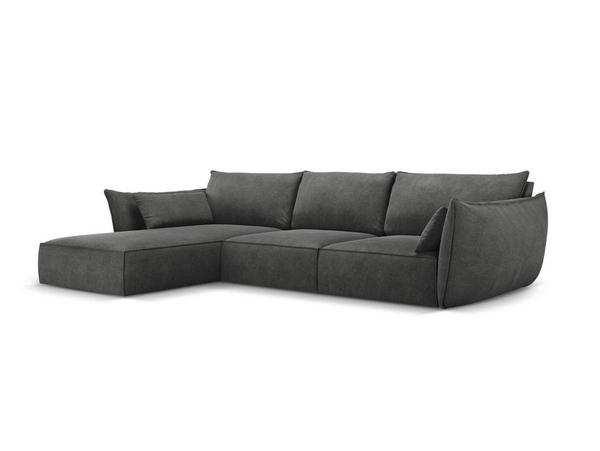 ECKSOFA links Kaelle aus Chenille-Stoff dunkelgrau 4 Sitzplätze - Dunkelgrau, Textil (171/308cm) - Micadoni
