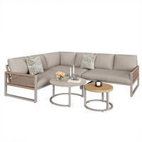 LOUNGESET 6-7 Personen Beige Eck Mit Verstellbaren Füßen - Beige, Metall - FLIEKS