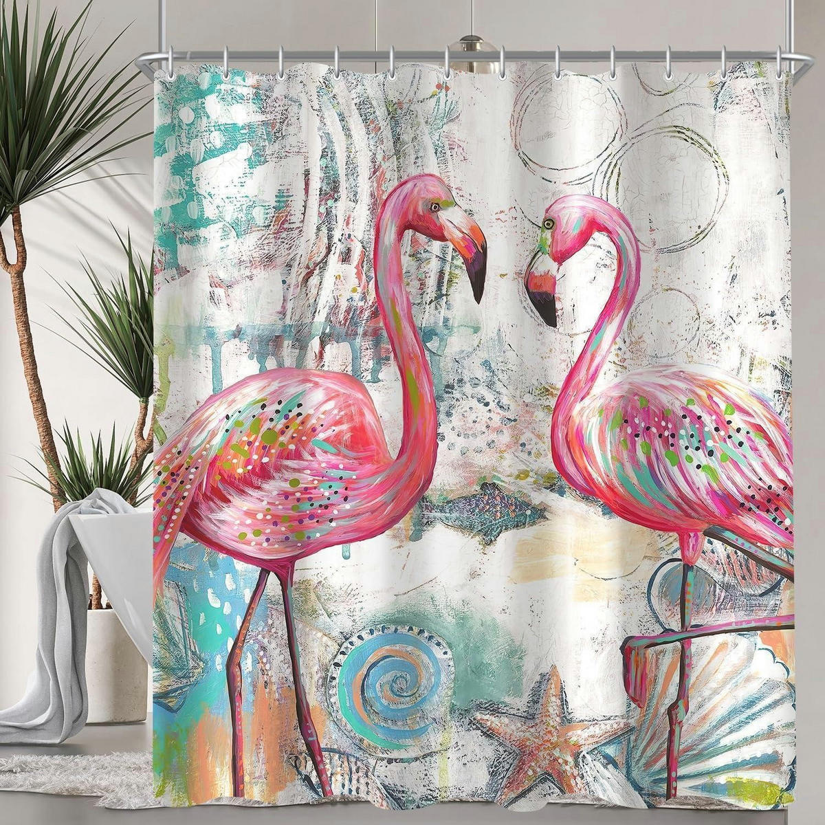 DUSCHVORHANG Liebesvogel 180 x 200 cm Textil Wasserabweisend Waschbar - Multicolor, Textil (180/200cm)