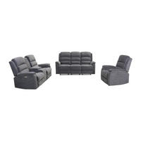 SOFAGARNITUR mit Relaxfunktion - 6 Personen - Stoff - Grau - - Grau, Textil (187/103/95cm) - Vente-Unique