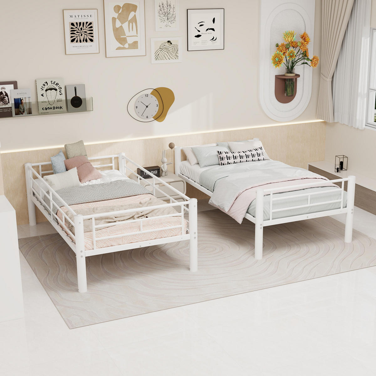 ETAGENBETT 90/190 mit Leiter und Schutzgeländern - Weiß, Holzwerkstoff (90/190cm) - EVRYAE