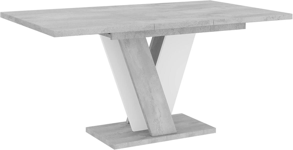 JEDÁLENSKÝ STÔL rozkladací 120–160 cm betónovo sivý mix biela - svetlosivá, kov (90/160/75cm) - Home Collective