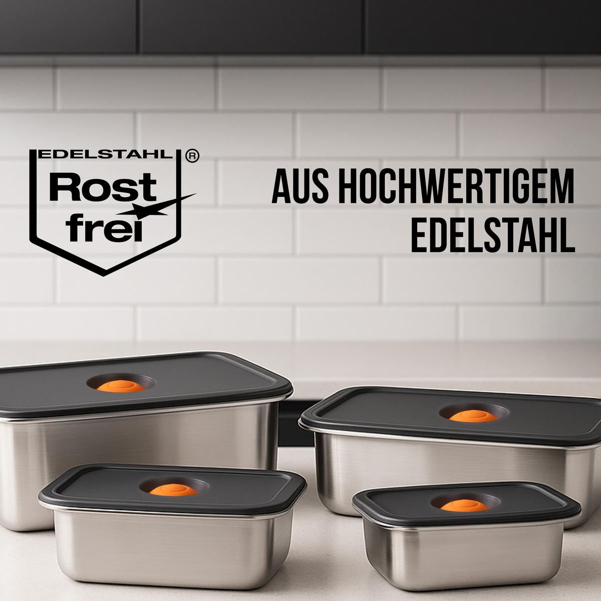 FRISCHHALTEDOSEN Edelstahl mit Deckel - Grau, Metall (19.6/11/23.5cm) - Stoneline