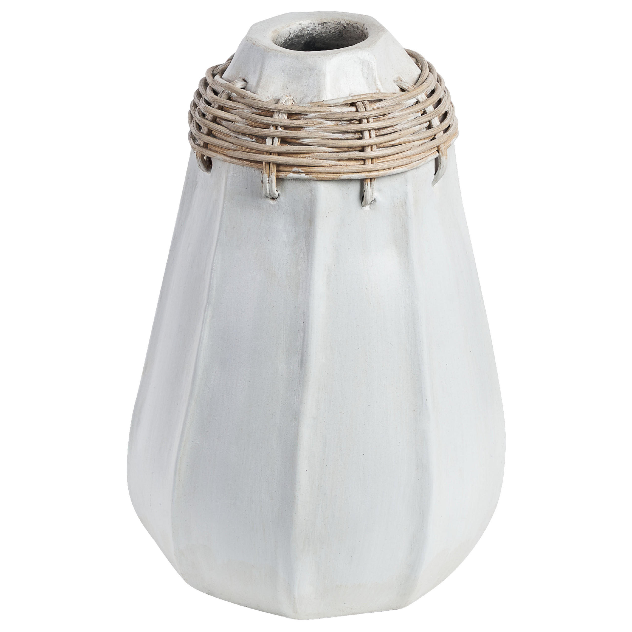 DEKOVASE Terrakotta weiß Kampar - Weiß, Stein (30cm) - Beliani