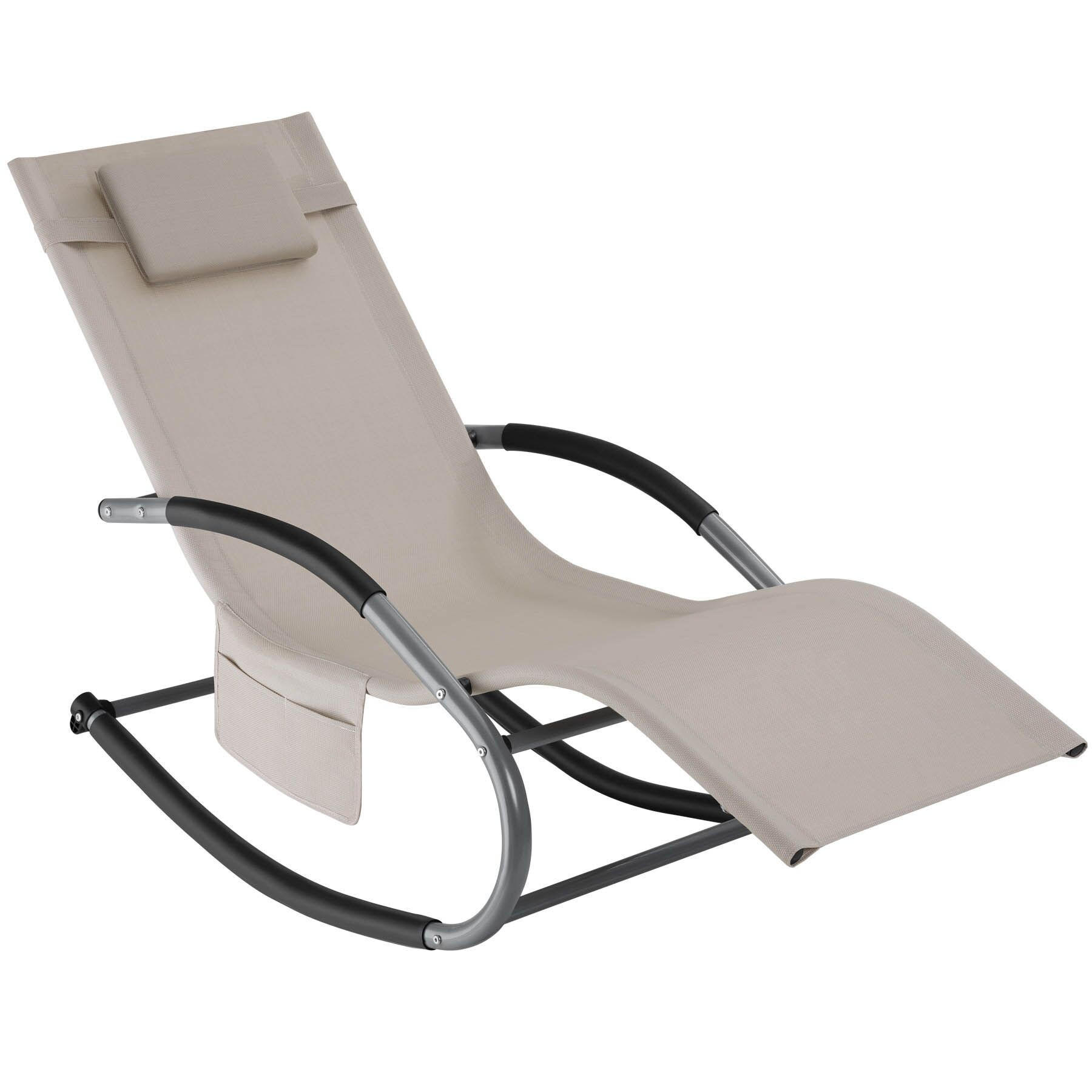 GARTENLIEGE Taya,abnehmbares Kopfpolster, seitliche Aufbewahrungstasche,beige - Beige, Kunststoff (62/92/142cm) - tectake