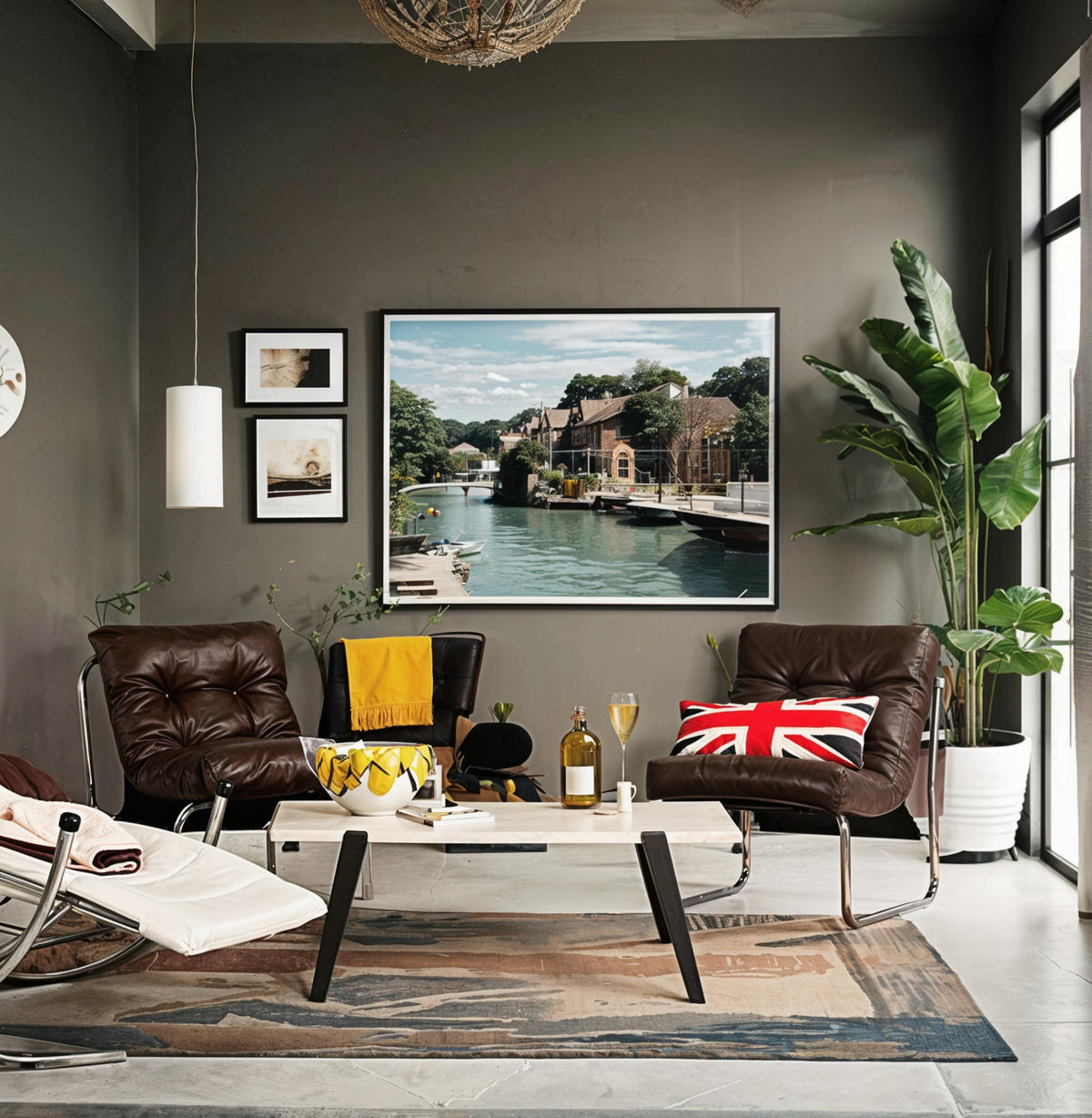 CLUBSESSEL mit Chromkufen im Retro-Stil, modular verbindbar, Braun 73x60x76 cm - Silberfarben/Braun, Textil/Metall (60/76/71cm) - KADIMA DESIGN