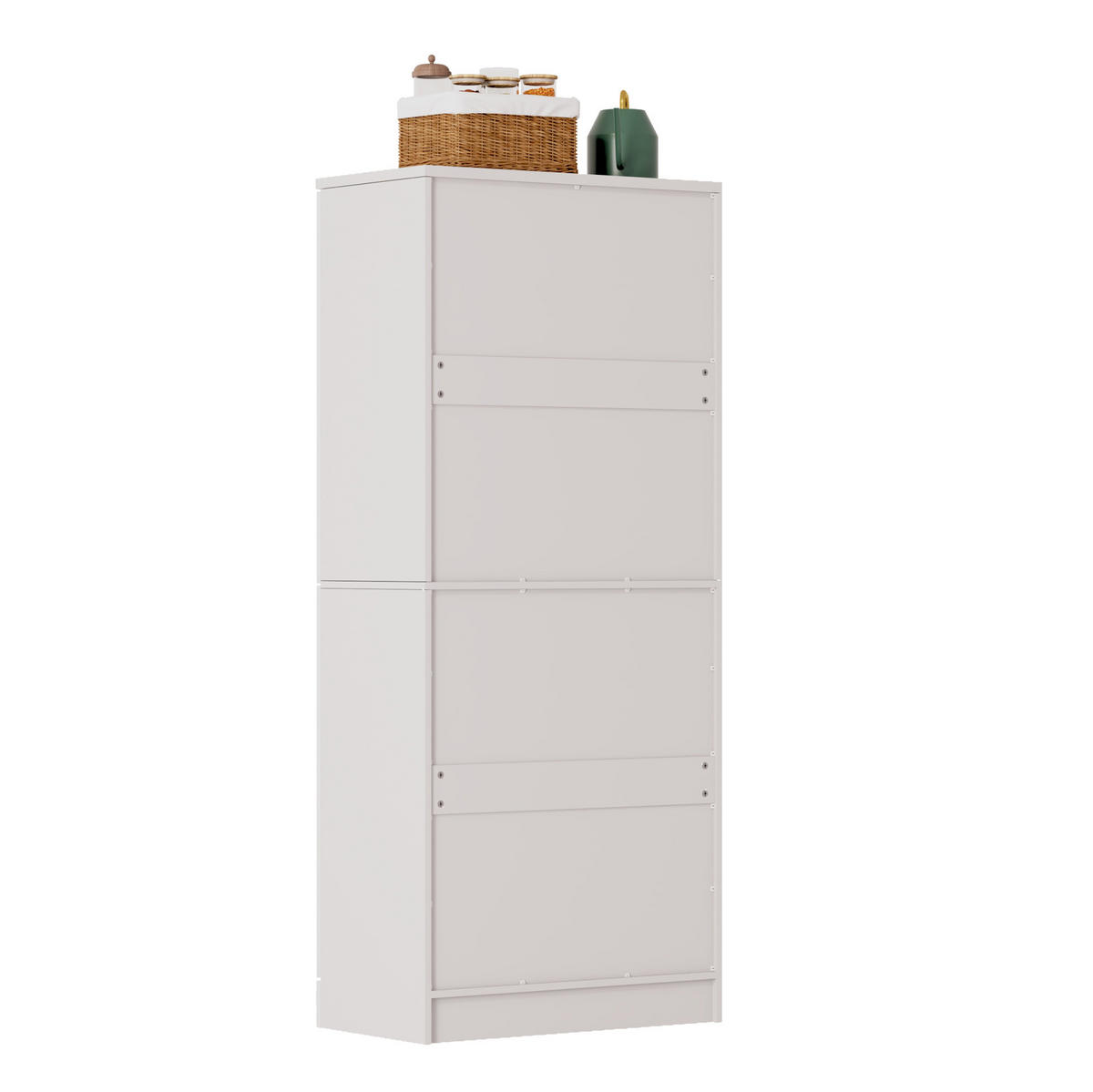 BUFFET 76/42/180 cm in Hochglanz-Weiß mit verstellbaren Böden - Weiß, Holzwerkstoff (42/180/76cm) - Flora Grace