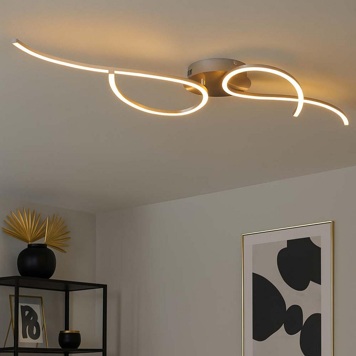 LED DECKENLEUCHTE Metall Silber TYLER - Silberfarben, Metall (128/38/9cm)