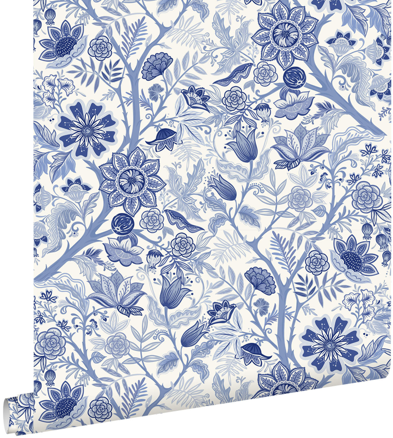 TAPETE Blumenmuster 50 x 900 cm - Blau, Papier (50/900cm) - ESTAhome